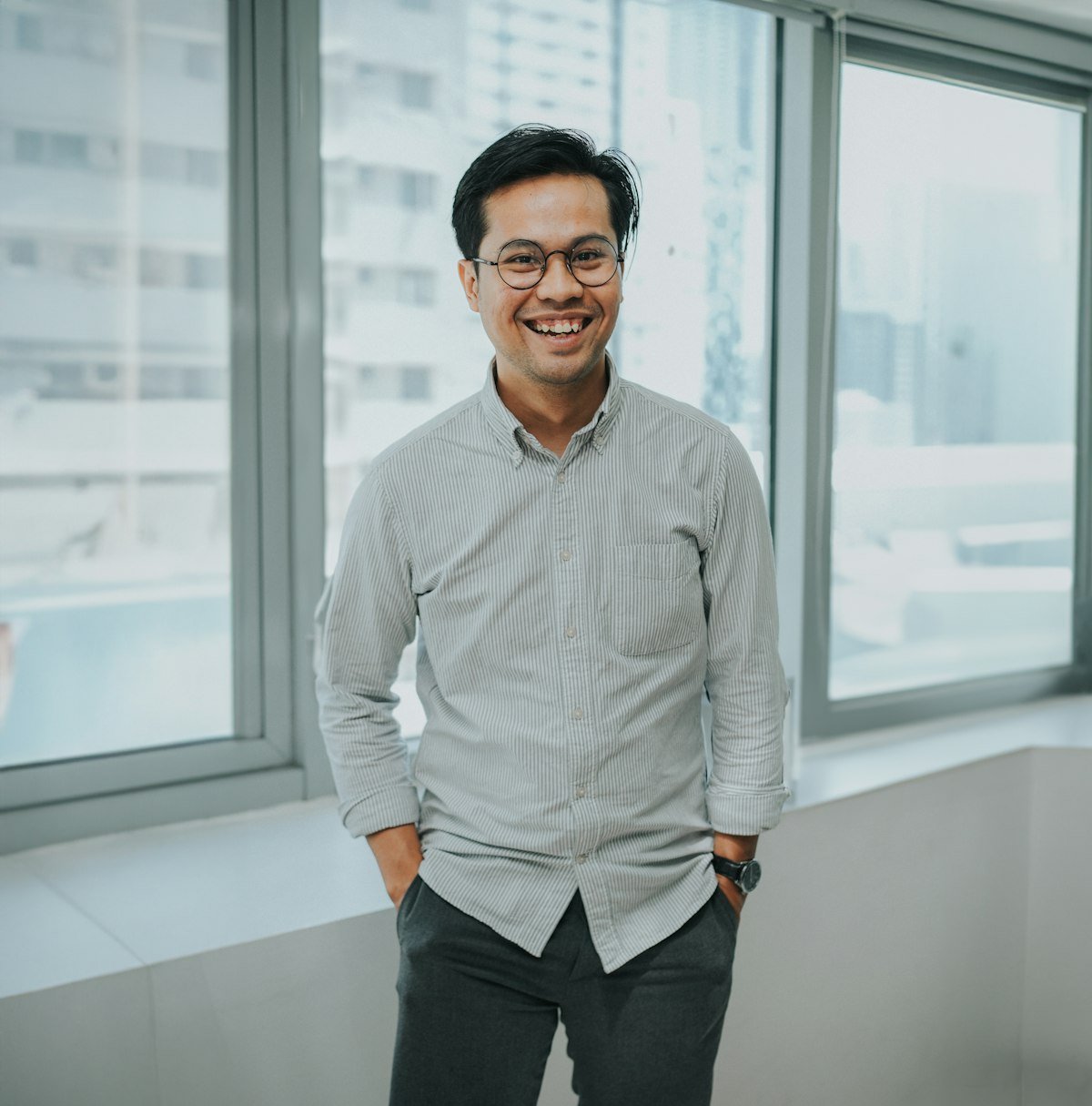 A founder in his Singapore office